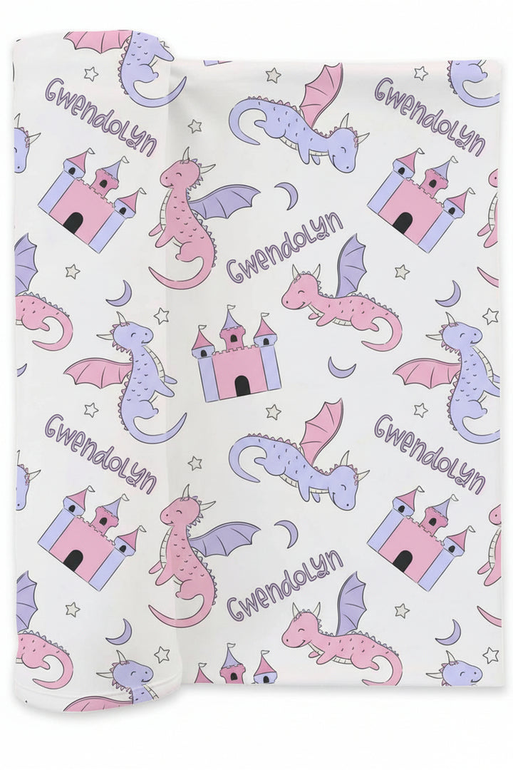 dragon adventures personalized swaddle blanket for girls 