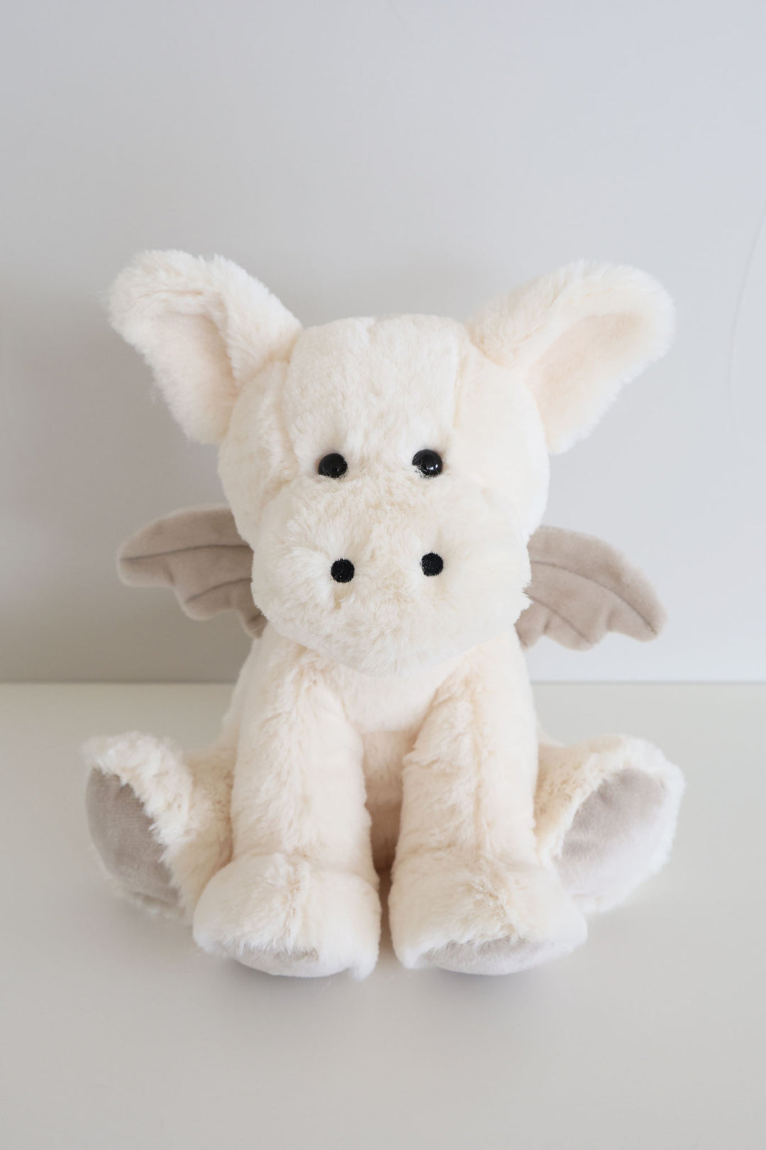 dreamy dragon large stuffed animal plush in cream with grey wings