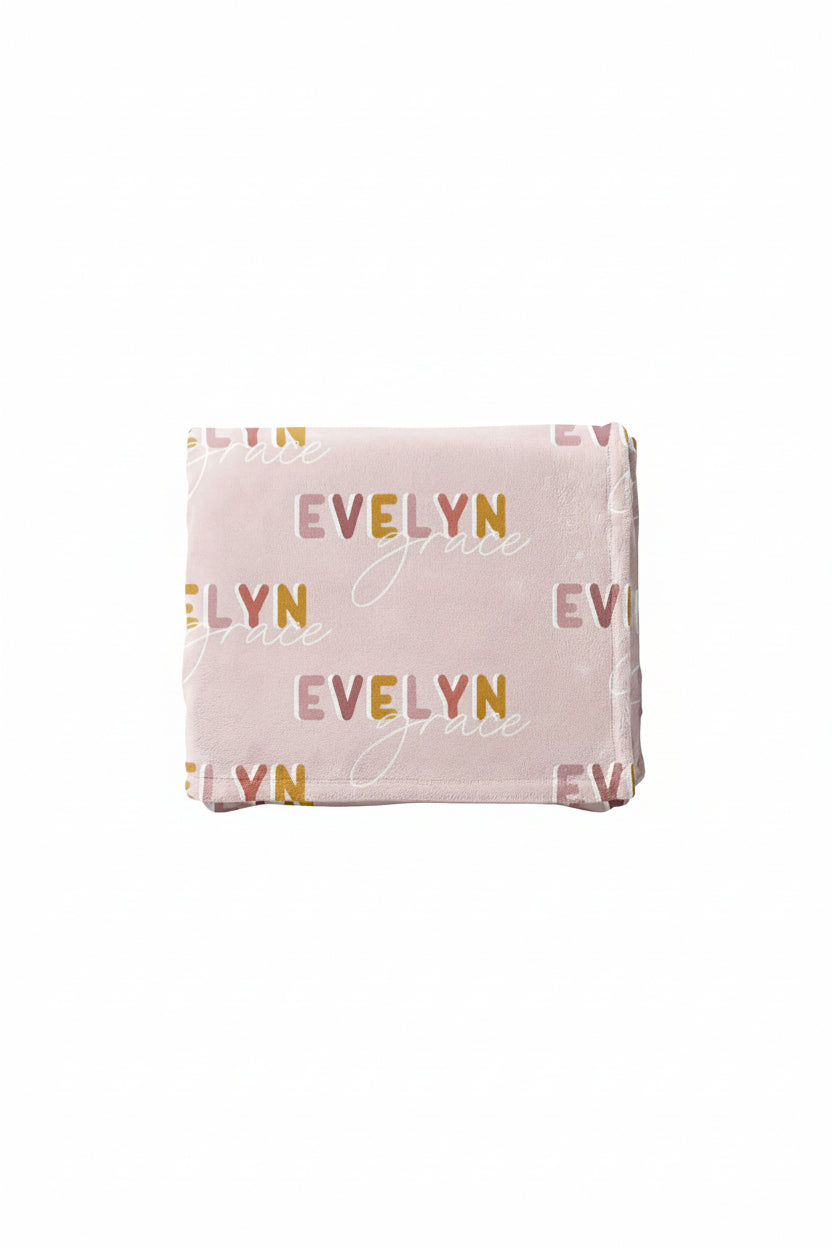 dusty pinks retro personalized toddler blanket