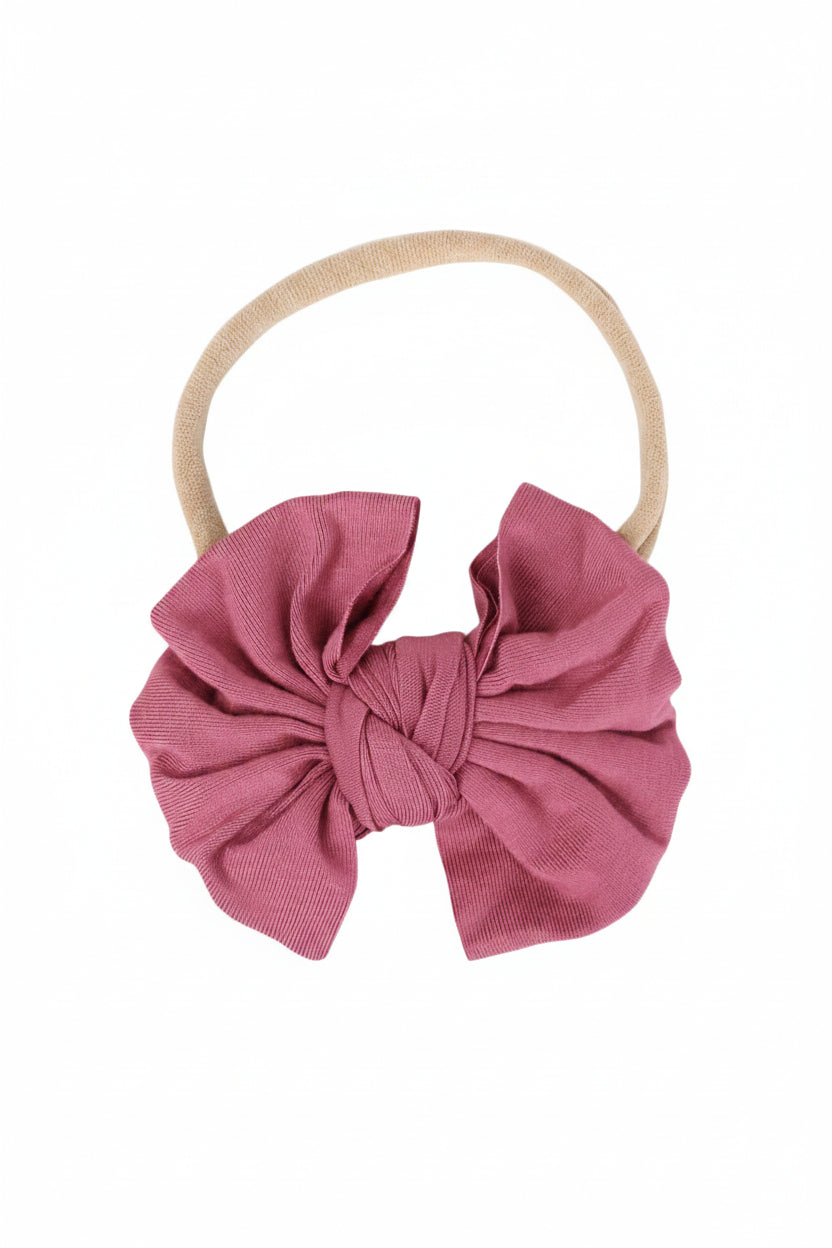 Solid Dusty Rose Knit Bow Headband