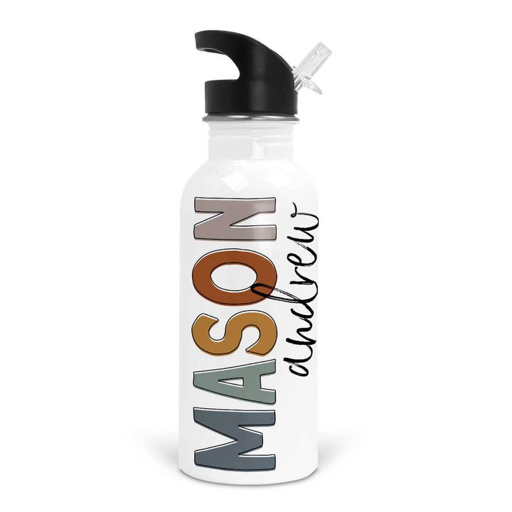 earthy neutrals personalized water bottle 
