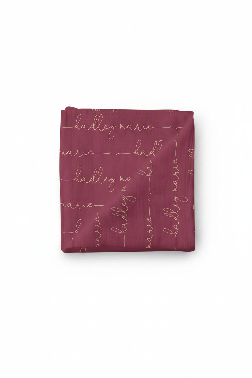 personalized swaddle red and gold