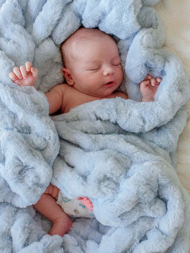 Double-Ruched Faux Fur Blankets