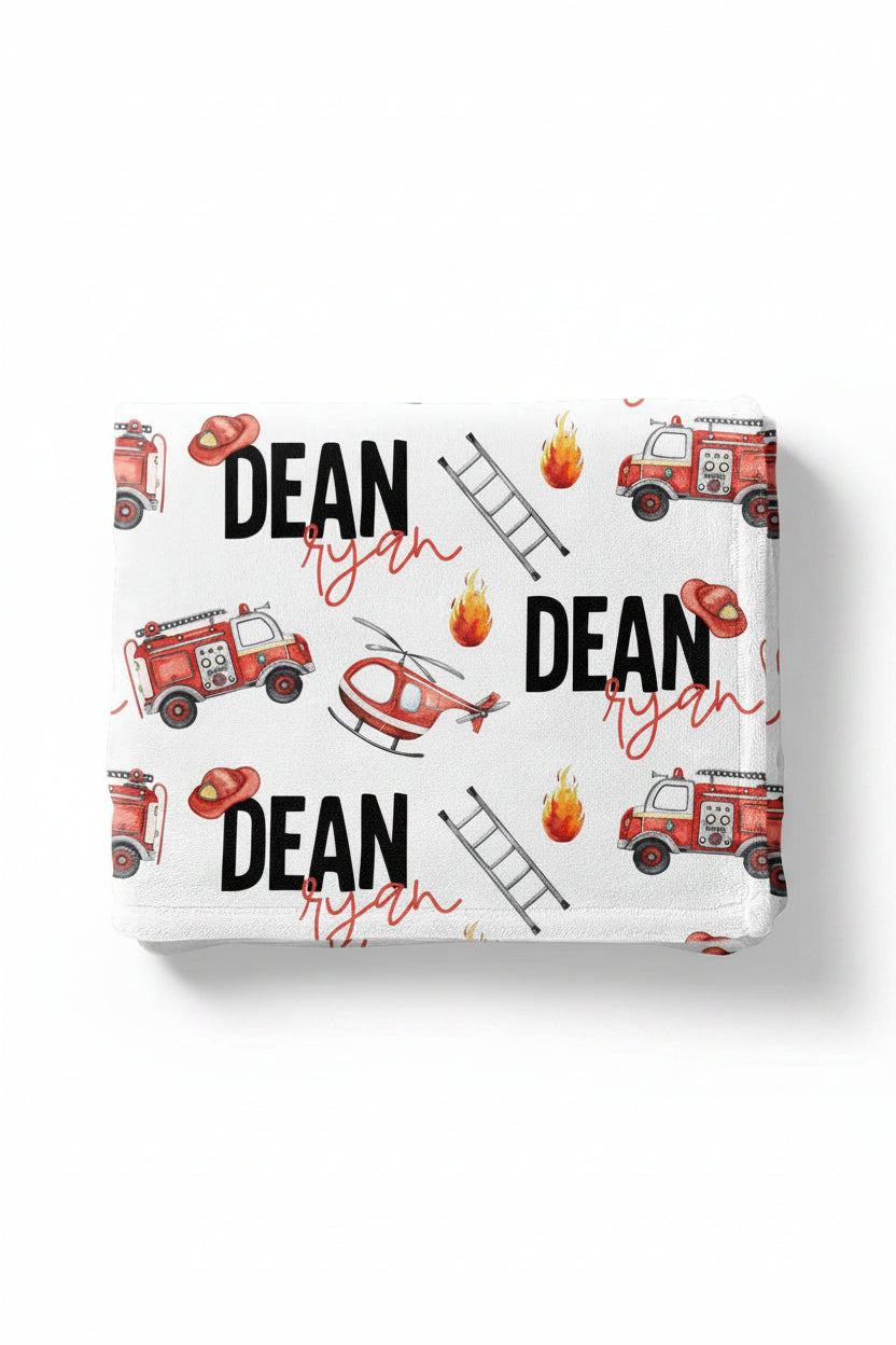 Firetrucks Personalized Toddler Blanket