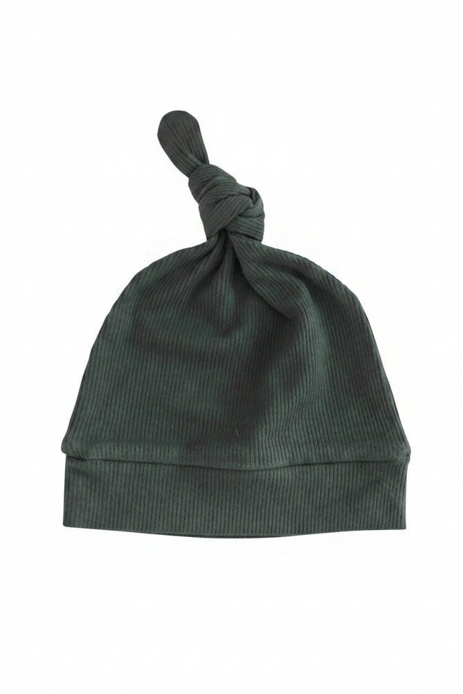 Forest Green Ribbed Bamboo Knotted Hat