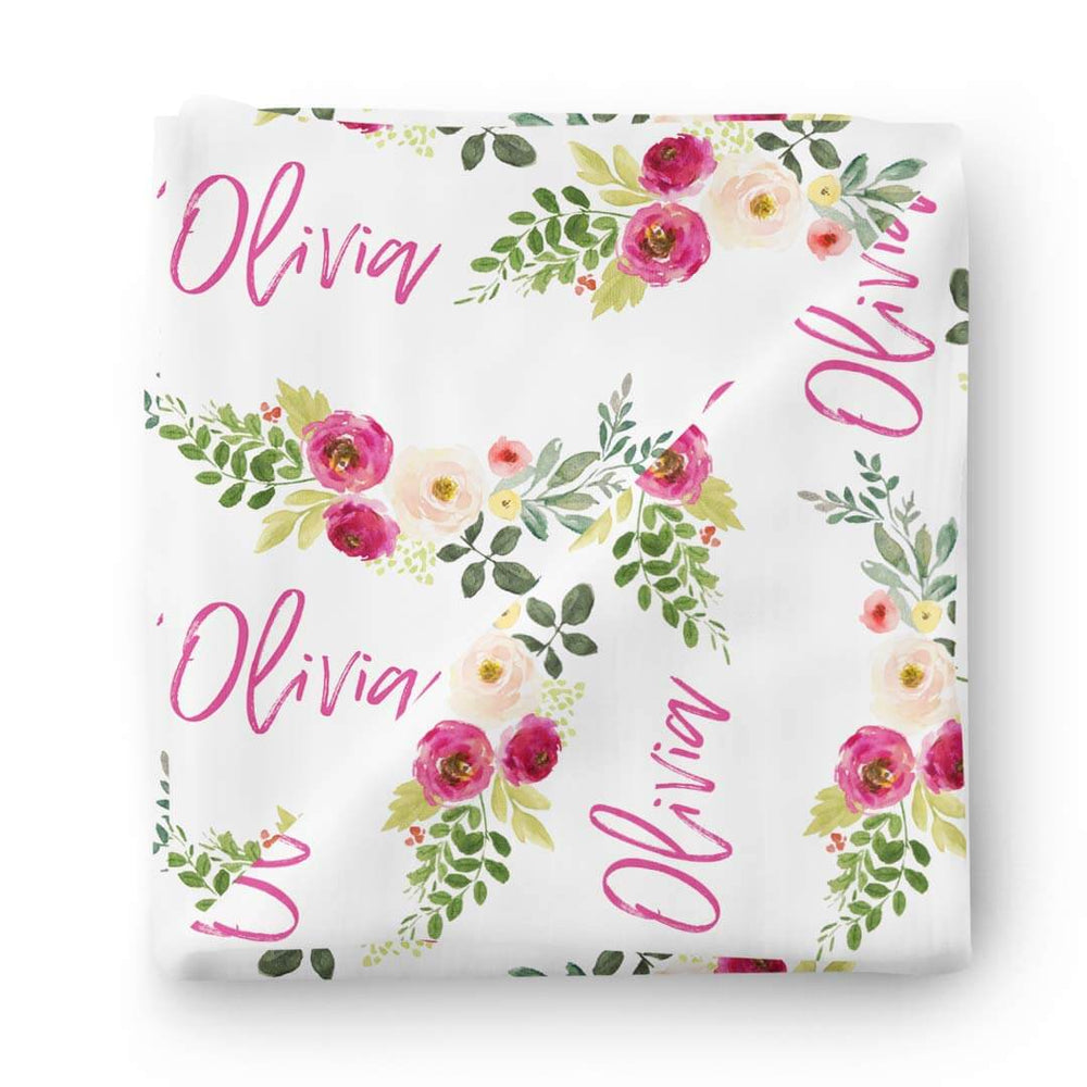 franny's farmhouse personalized swaddle blanket 