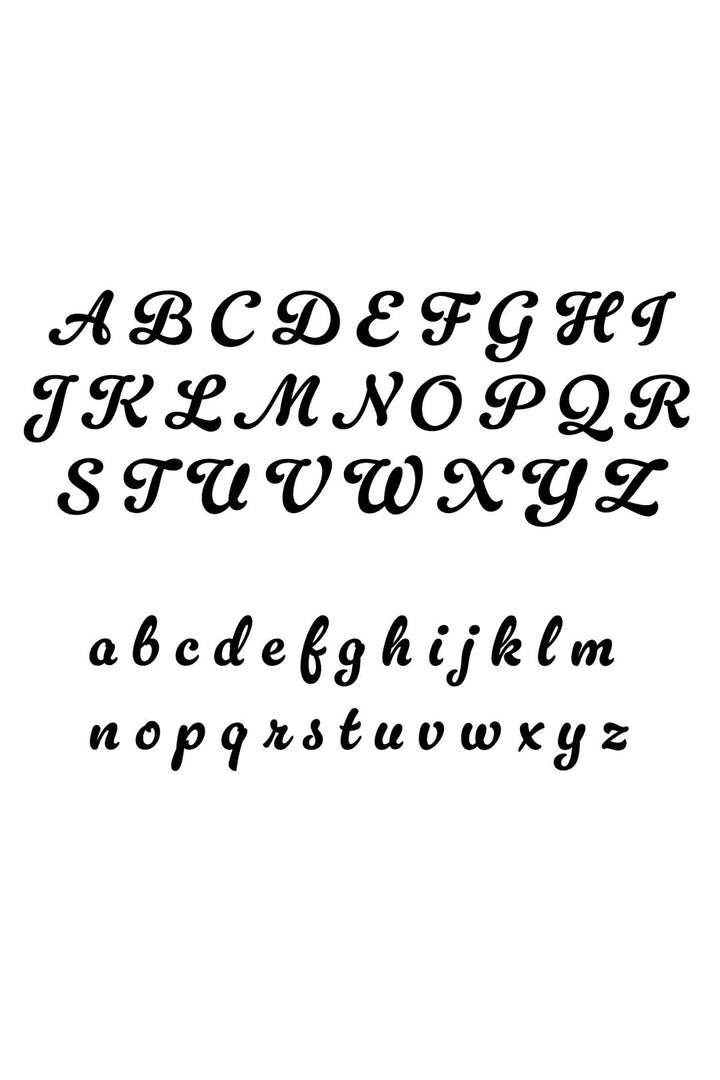 Gelato Luxe cursive font preview showing uppercase and lowercase alphabet letters available for pet name personalization