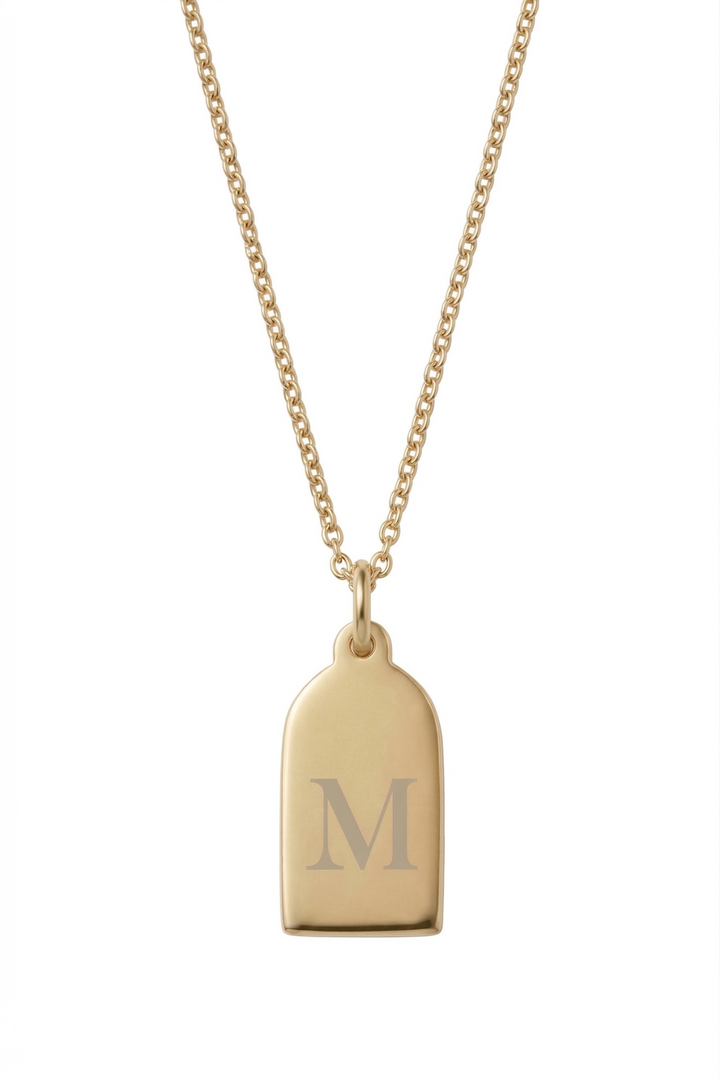 Engraved Tag Charm Necklace