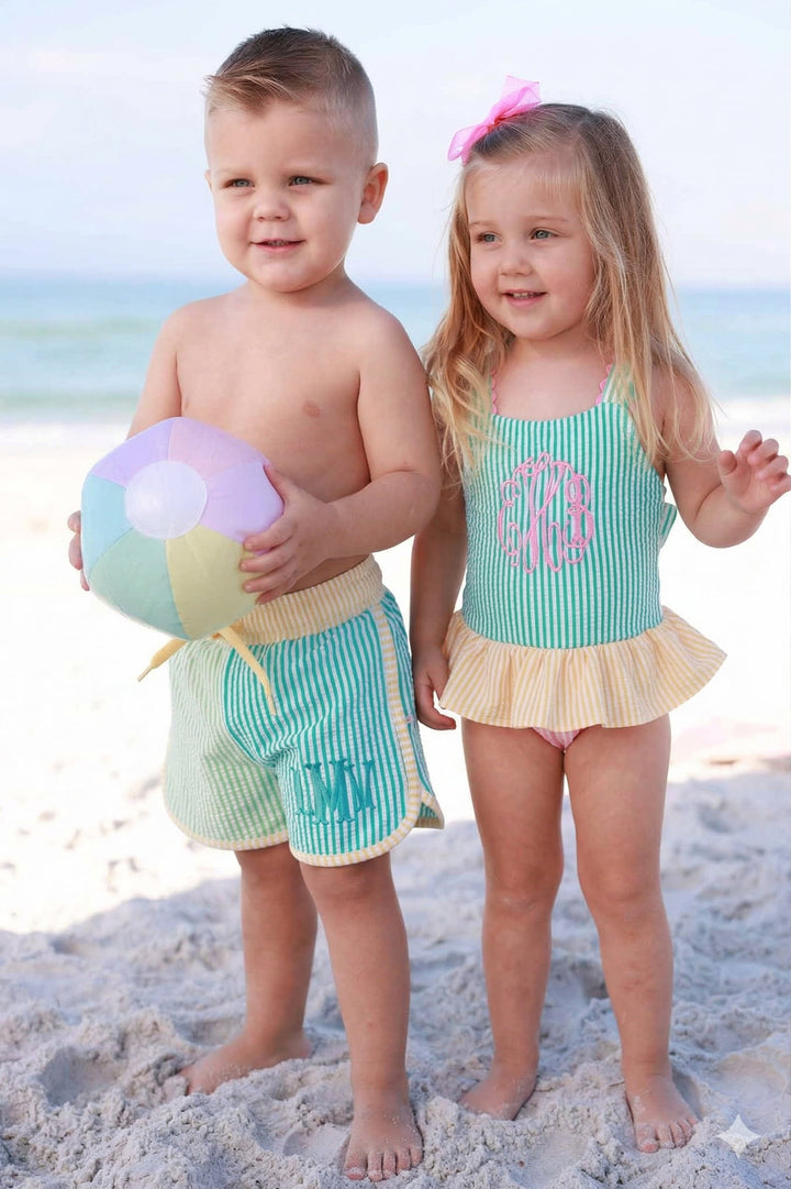 Boy's Swim Trunks | Multi-Color Seersucker