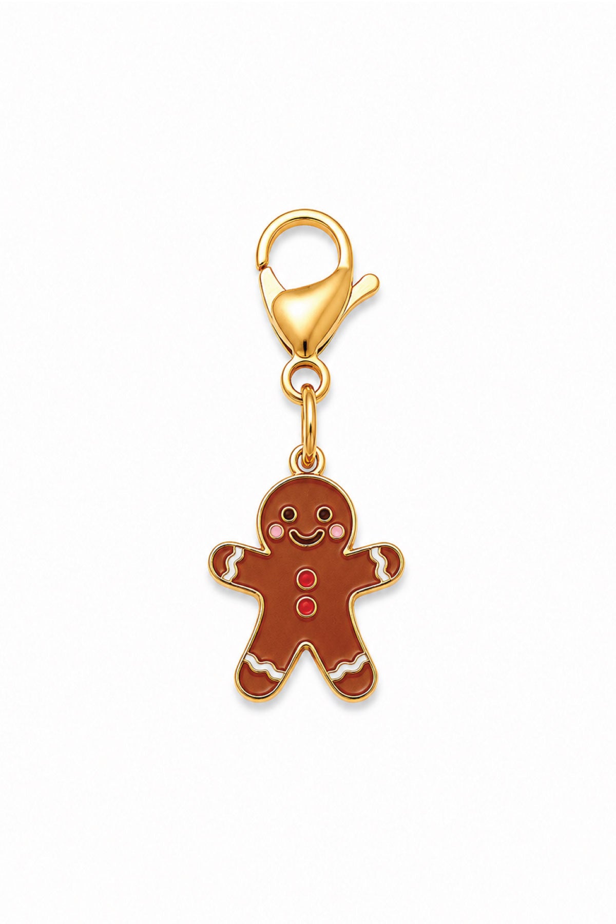 Lane & Leash gingerbread man charm collar accessory with gold ring with lobster clasp and enamel gingerbread man charm