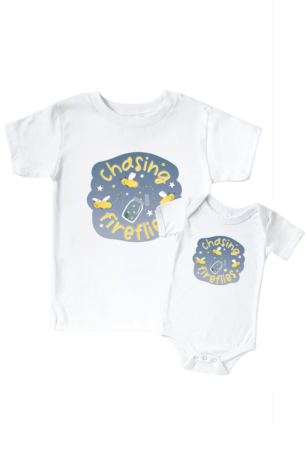 'Chasing Fireflies Chasing Fireflies' Graphic Bodysuit or Kids' Tee | White