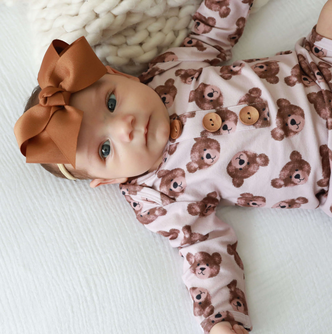 rustic brown ribbon bow headband 