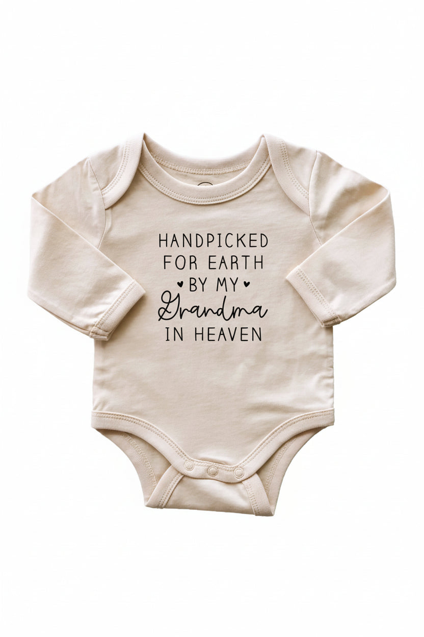 handpicked long sleeve graphic bodysuit for babies 