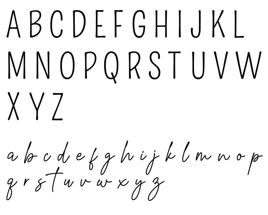 block and script font 