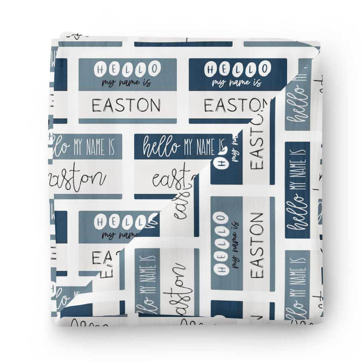 blue block personalized swaddle blanket 