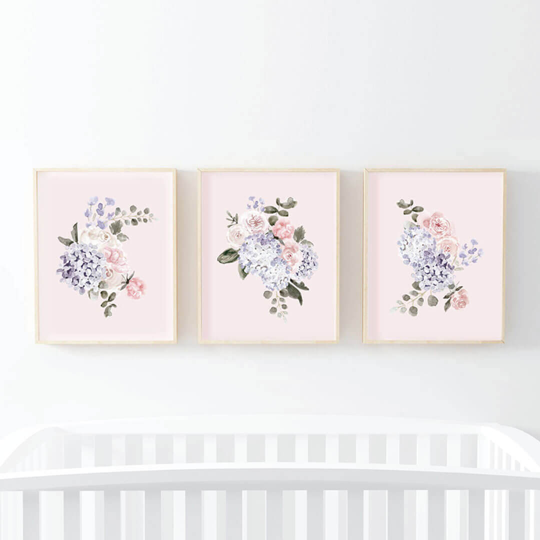 hydrangea nursery wall art 