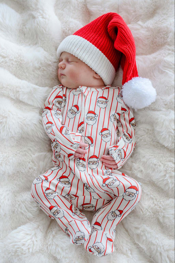 Christmas Bamboo Waffle Zipper Footie, Holly & Jolly