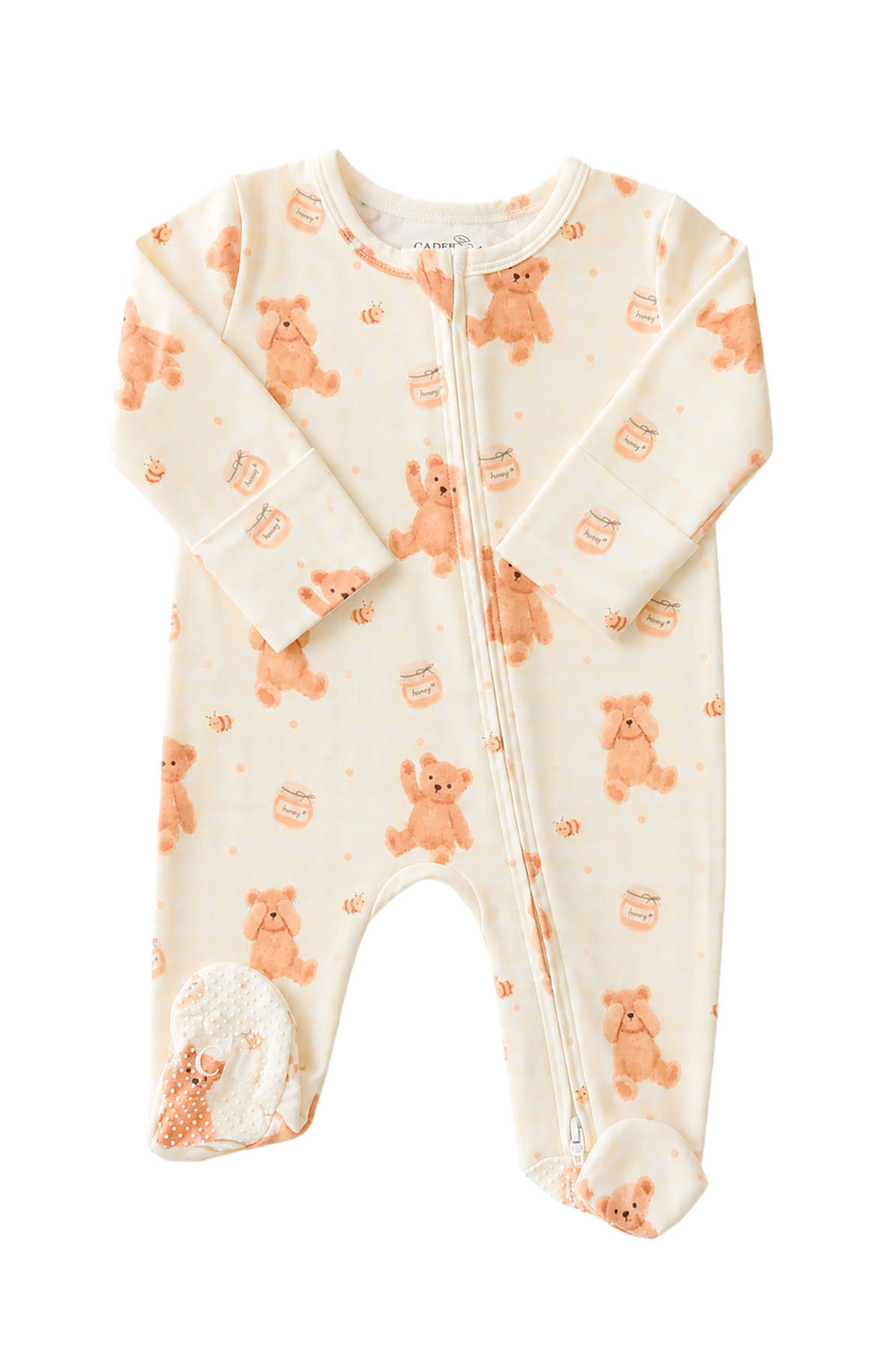 Caden Lane honey bear print footie pajama