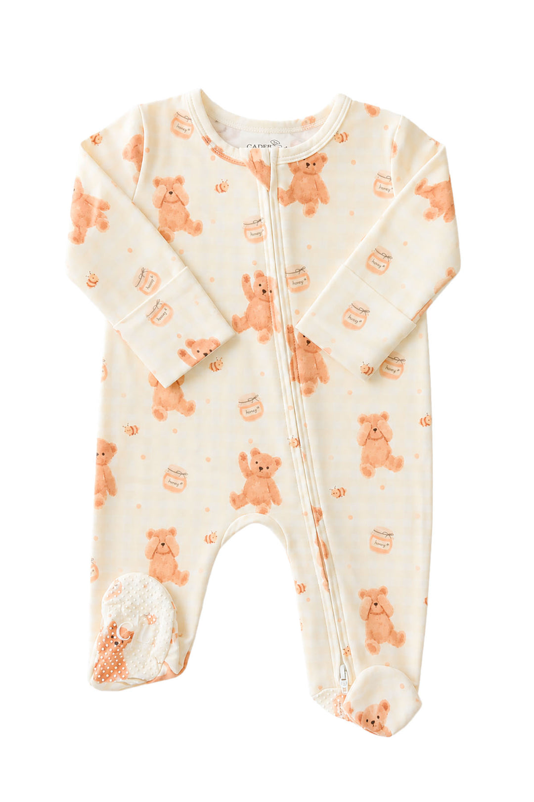 Caden Lane honey bear print footie pajama