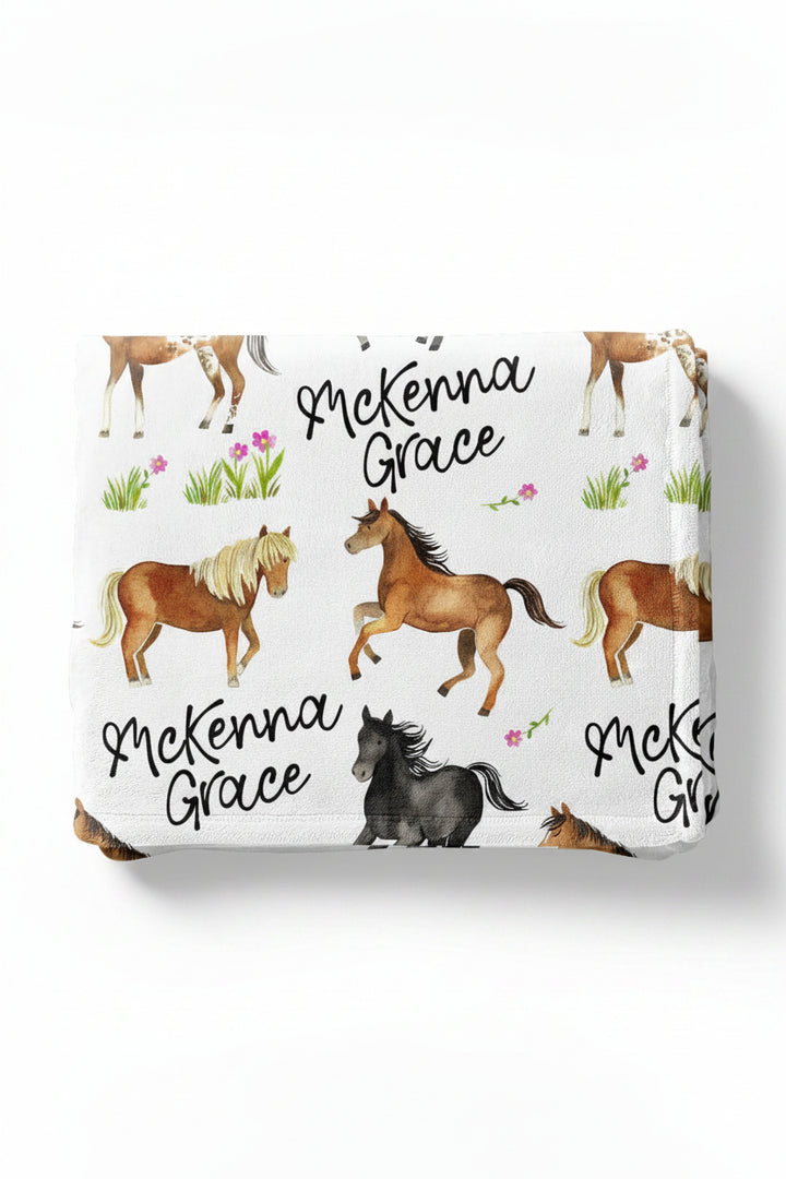 personalized blanket with horses