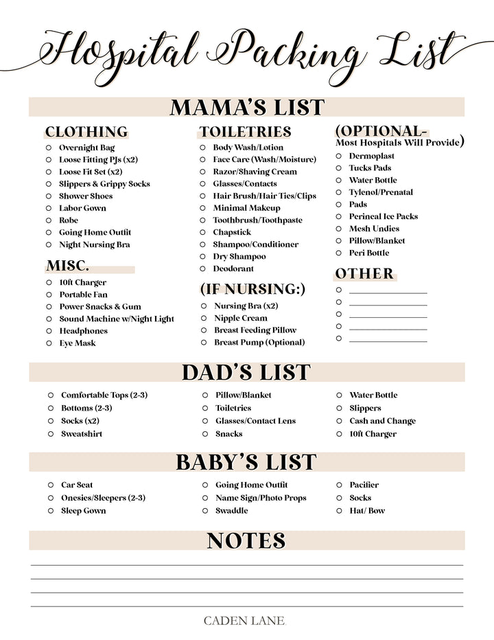 digital download hospital checklist