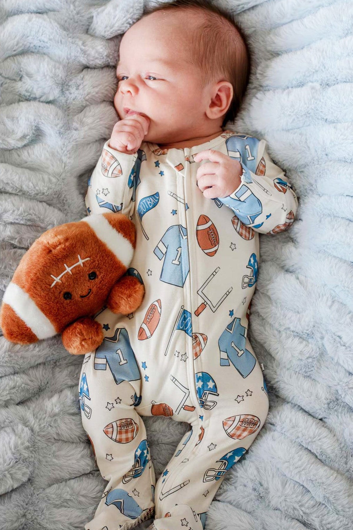 Bamboo Zipper Footie | Huddles & Cuddles Blue