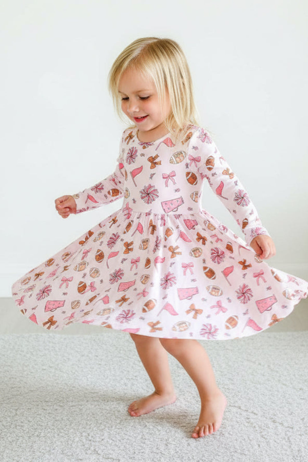 Long Sleeve Twirl Dress | Huddles & Cuddles Pink
