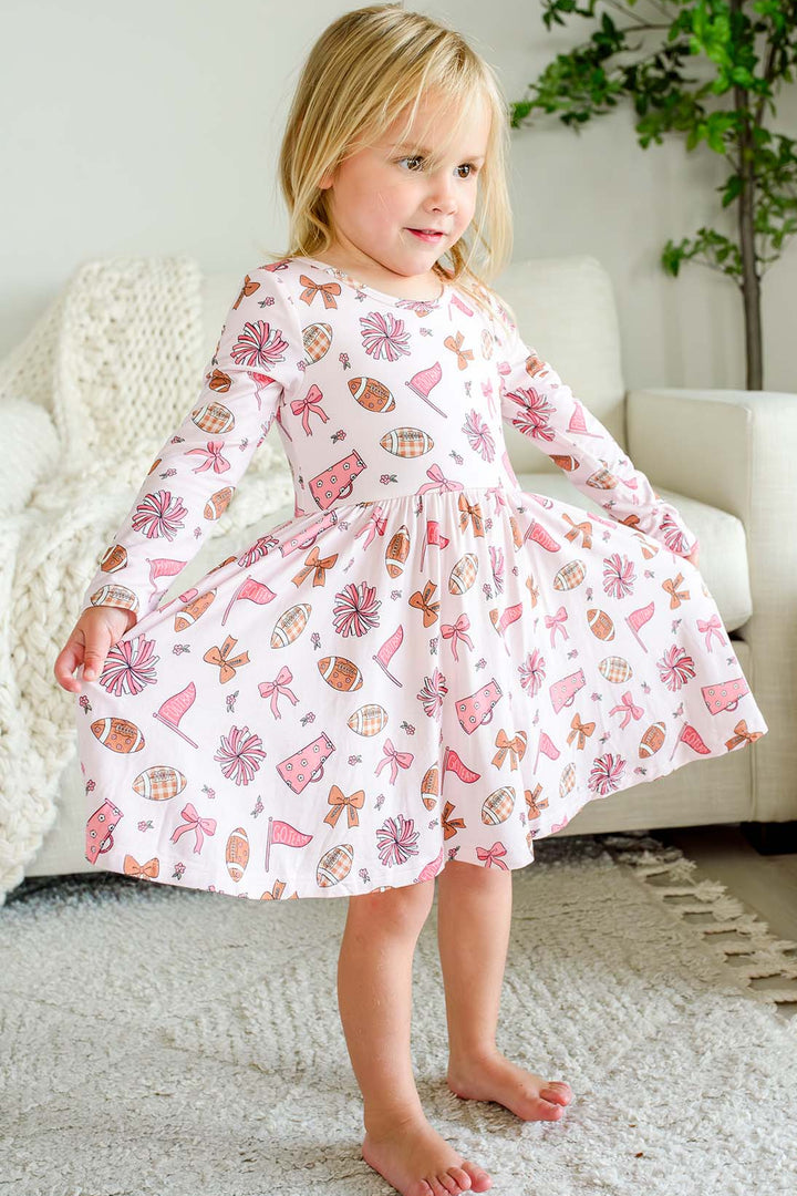 Long Sleeve Twirl Dress | Huddles & Cuddles Pink