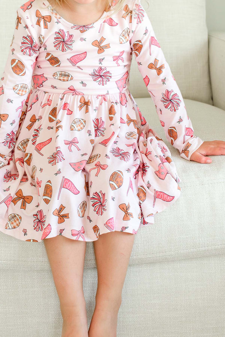 Long Sleeve Twirl Dress | Huddles & Cuddles Pink