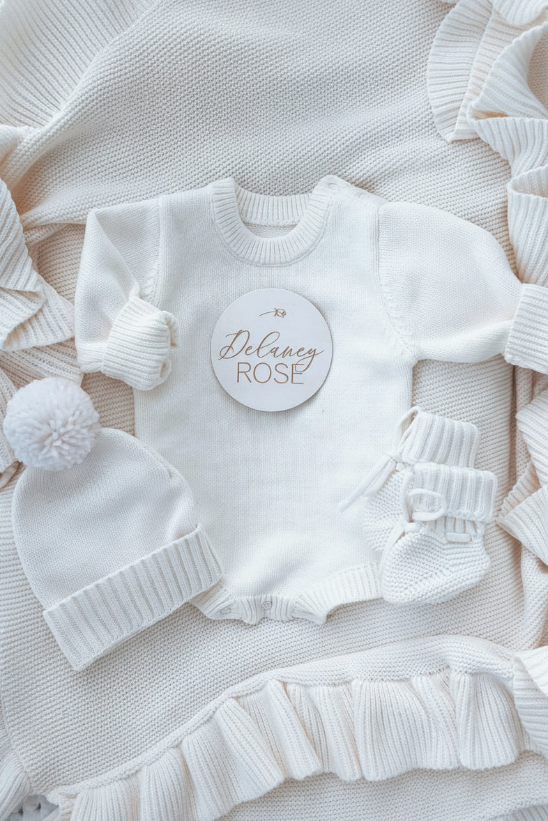 personalized knit sweater romper bone 