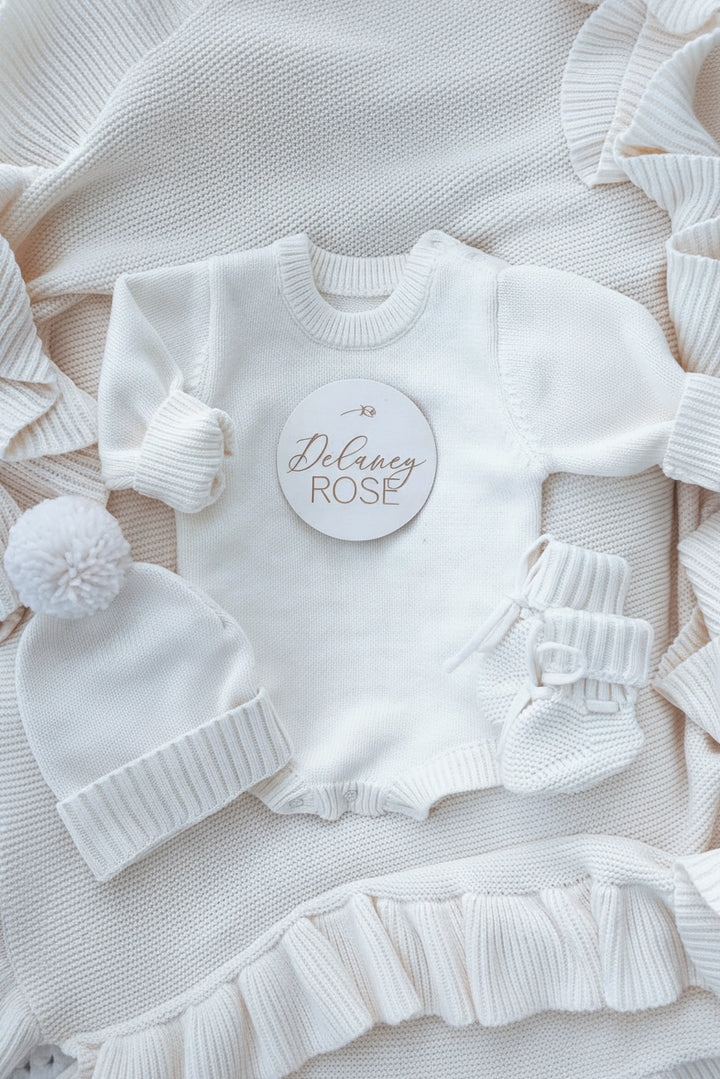 personalized knit sweater romper bone 