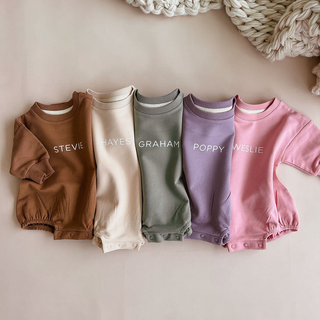 personalized sweatshirt bubble romper solid 