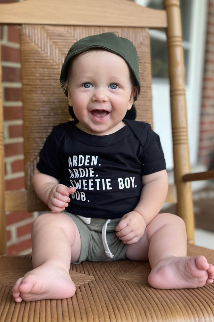 personalized nickname graphic bodysuit black 