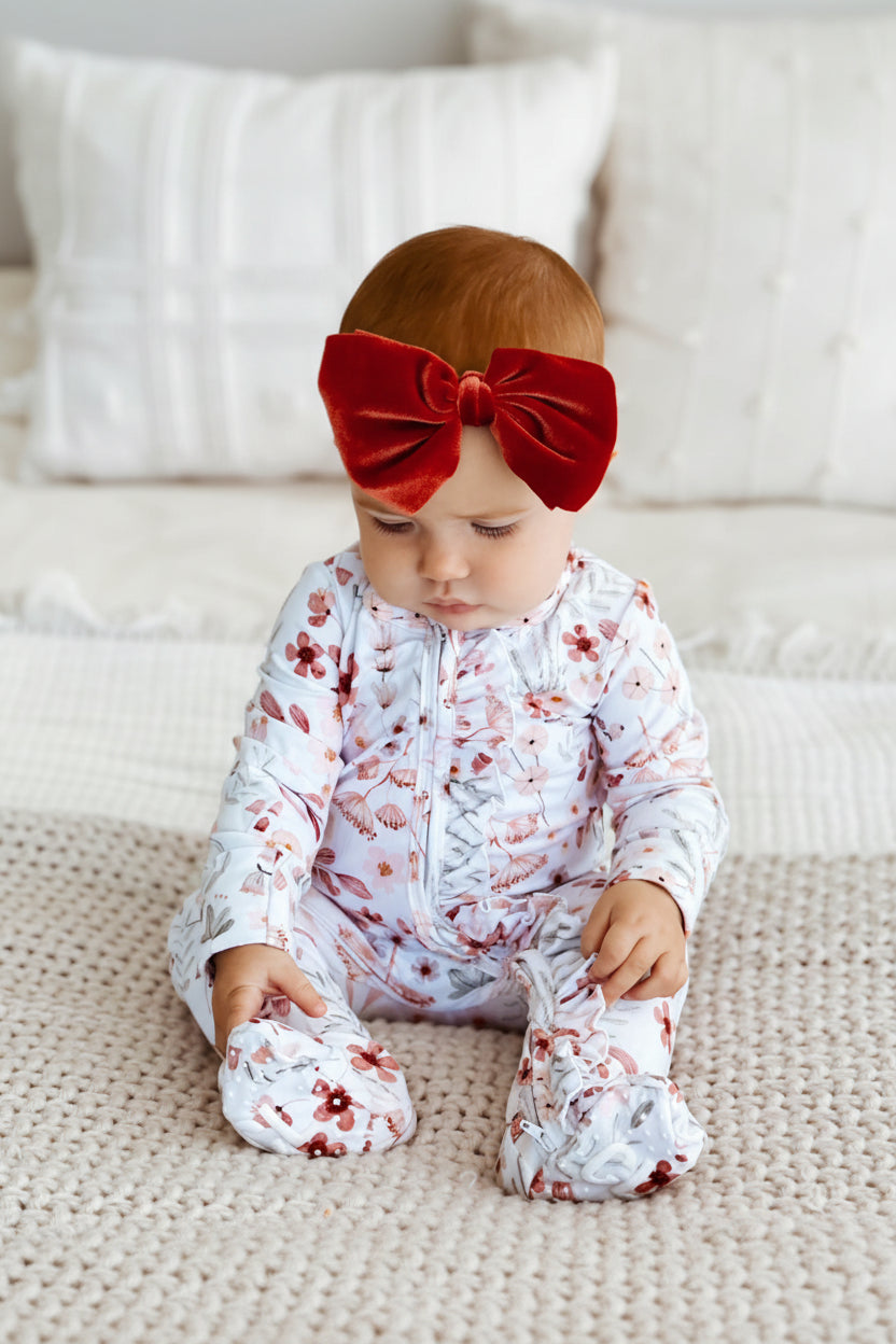 Wren's Wildflower Zipper Ruffle Footie