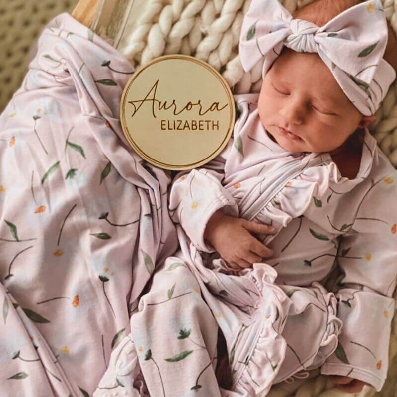 personalized baby name wood announcement with circle 