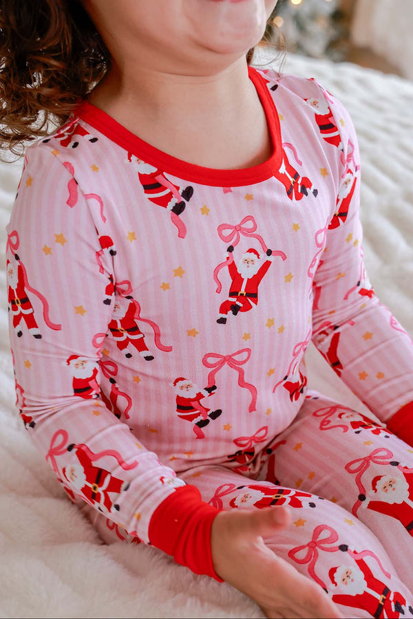 Christmas Bamboo Two-Piece Pajama Set, Jolly Ribbons