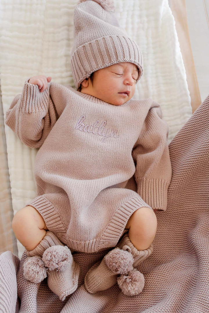 Embroidered Knit Sweater Bubble Romper |  Iris
