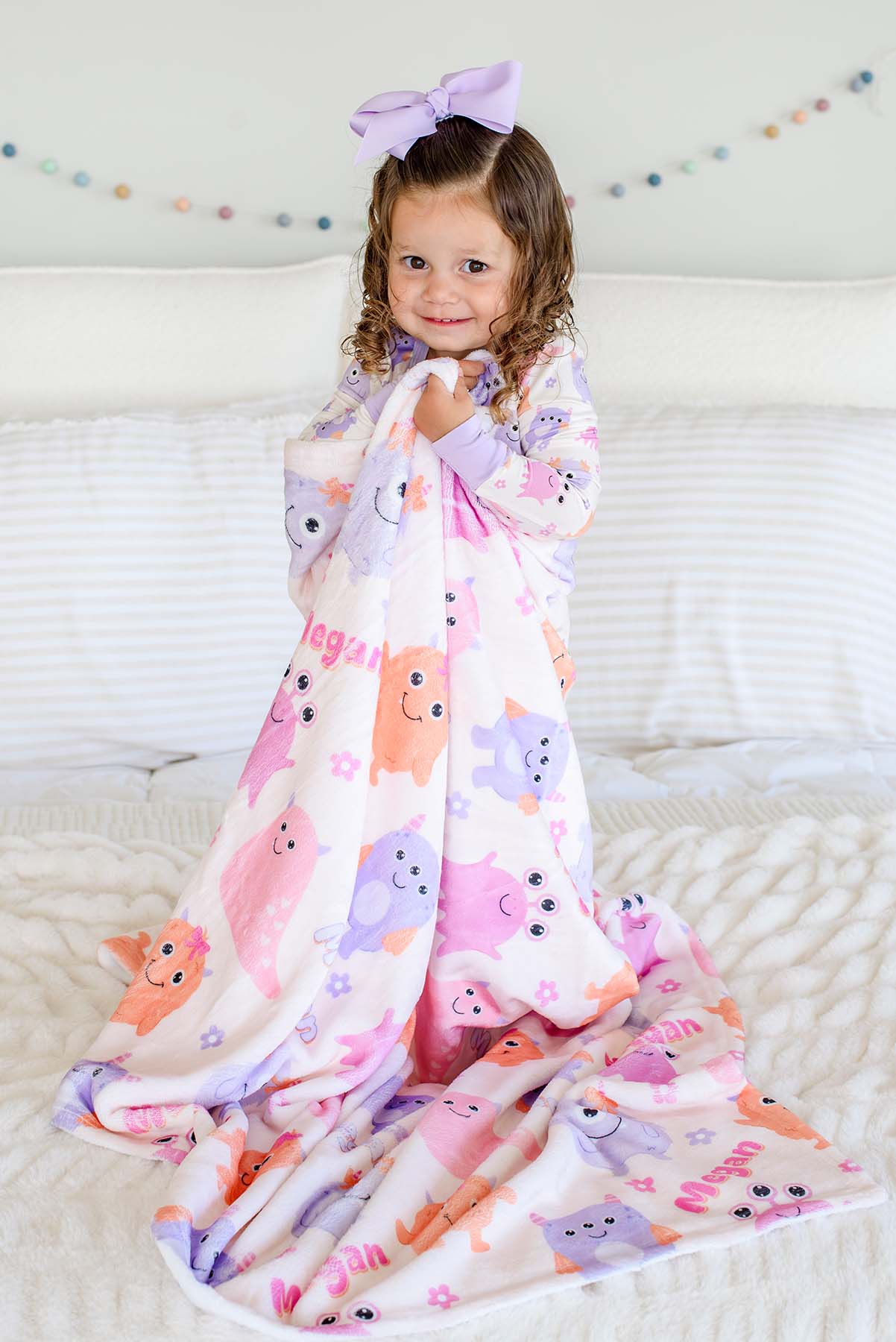 Personalized Kids' Blanket |  Mini Monsters Pink