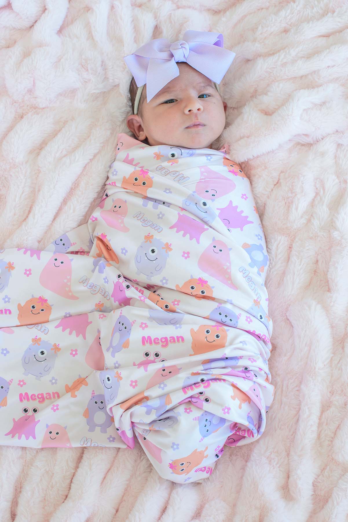 Personalized Swaddle |  Mini Monsters Pink