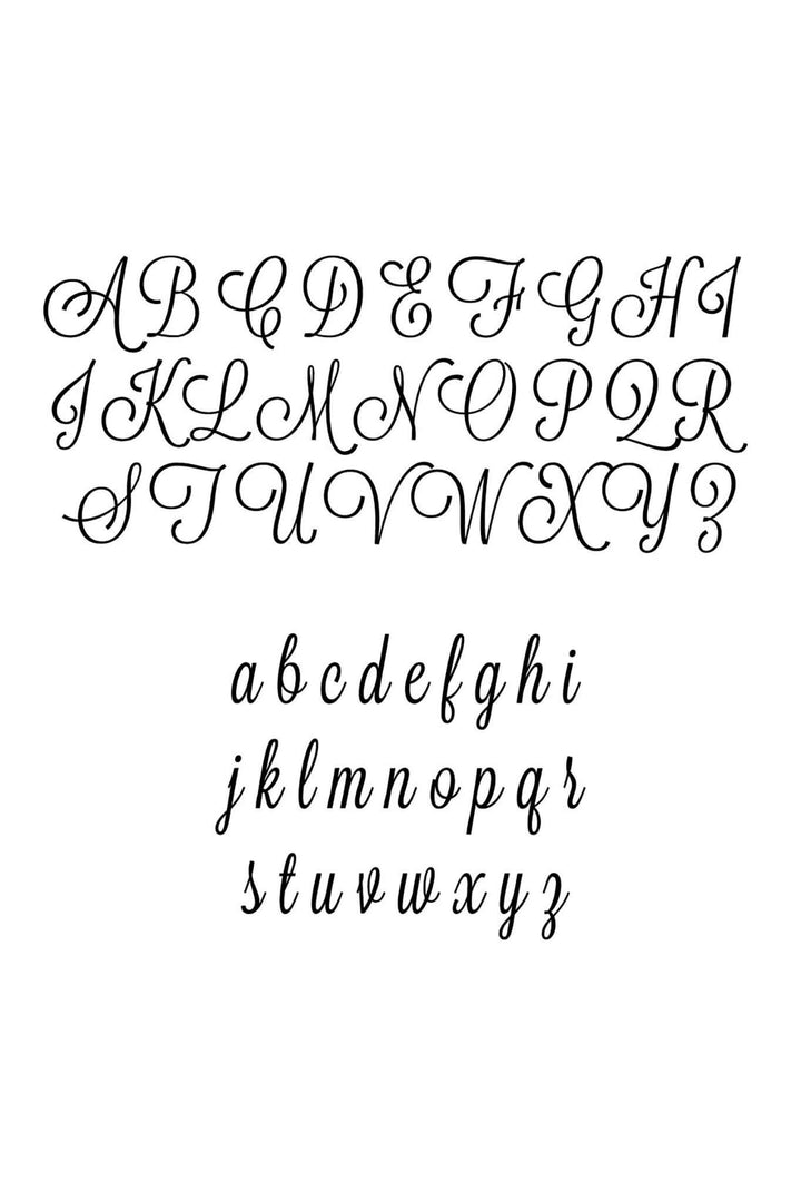 Lavanderia cursive embroidery font preview showing uppercase and lowercase script alphabet letters A-Z and a-z for personalization