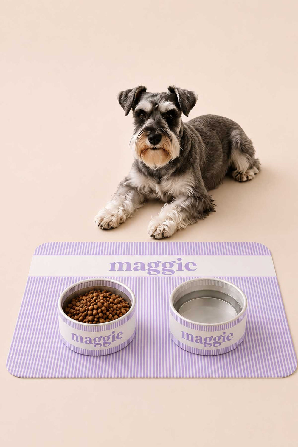 lavender stroll pet bowls and placemat