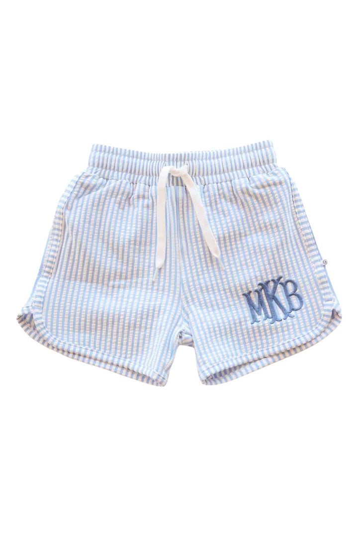 blue seersucker boy's trunks