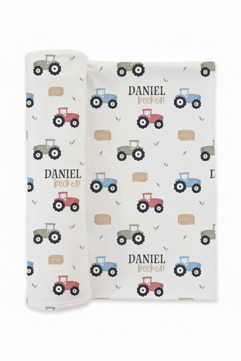 little farmer personalized swaddle blanket for boys 