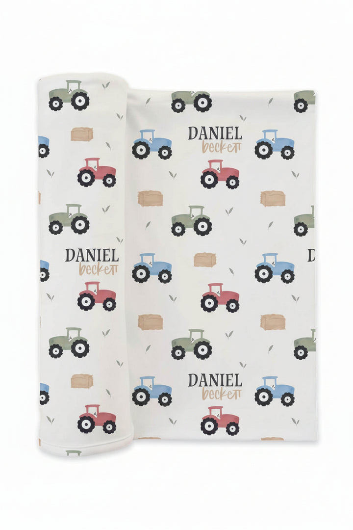 little farmer personalized swaddle blanket for boys 