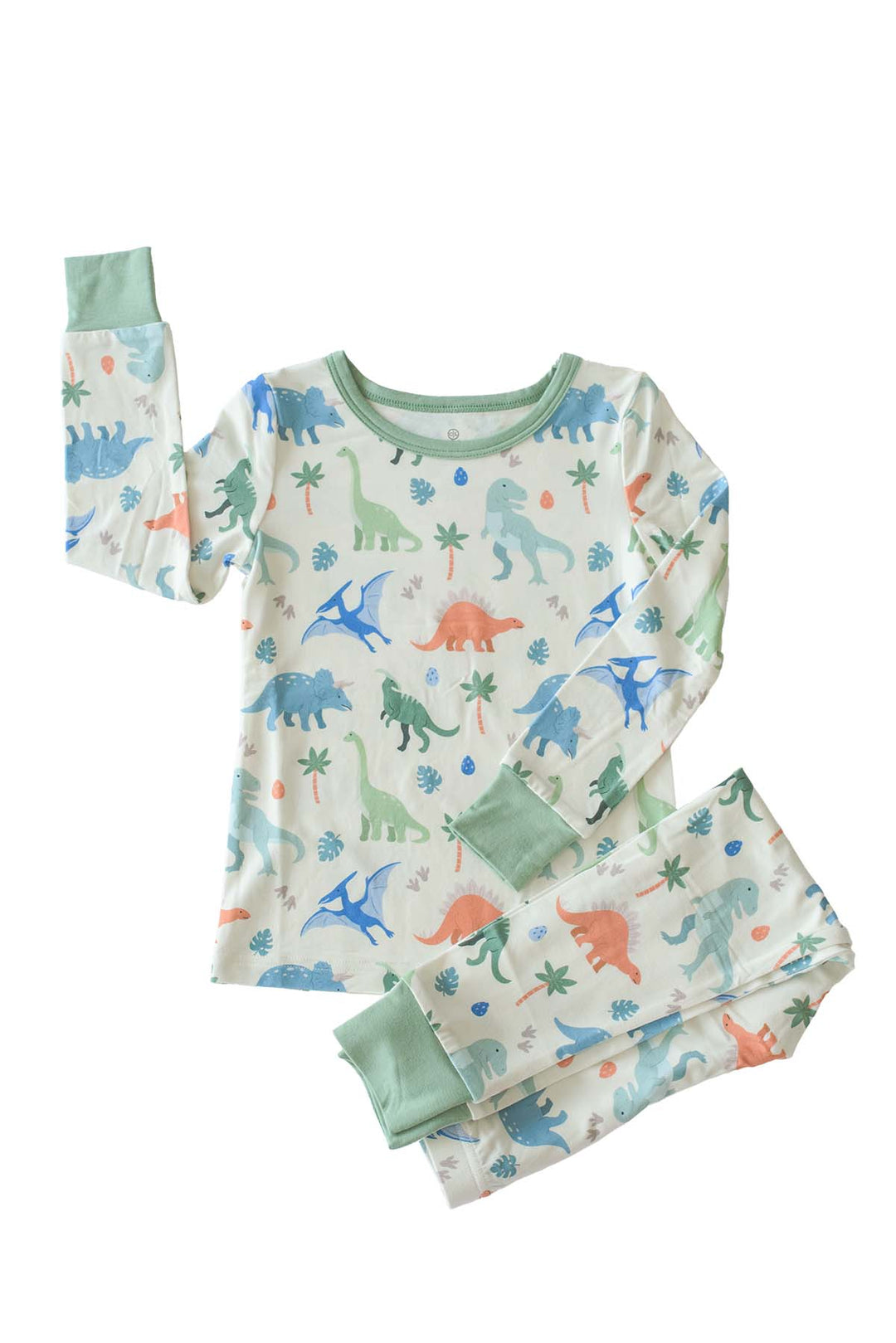 long sleeve and pant dinosaur bamboo pajamas for boys