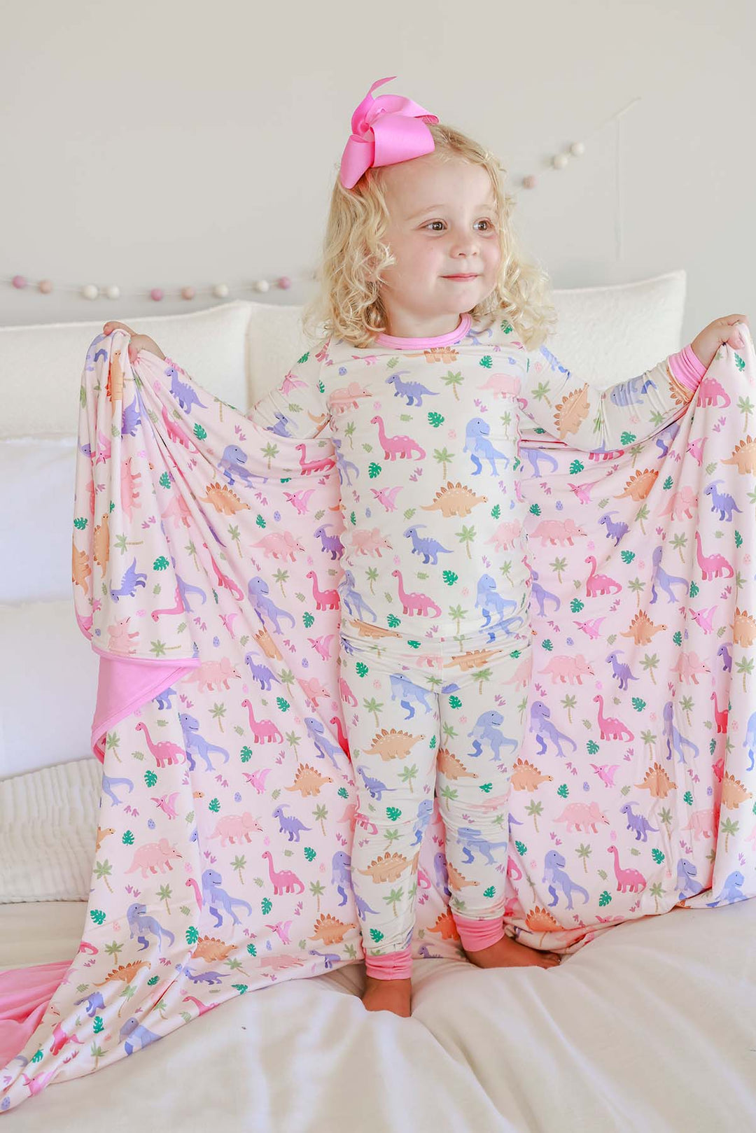 pink little fossil double sided bamboo blanket 