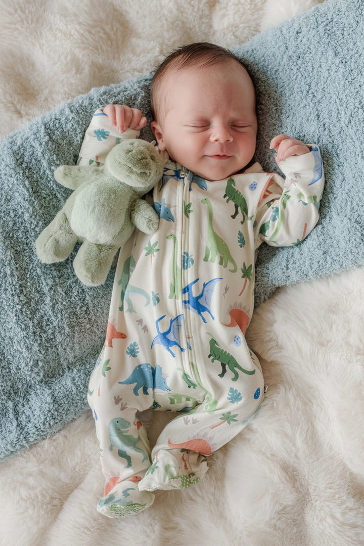 little fossil bamboo zipper footie