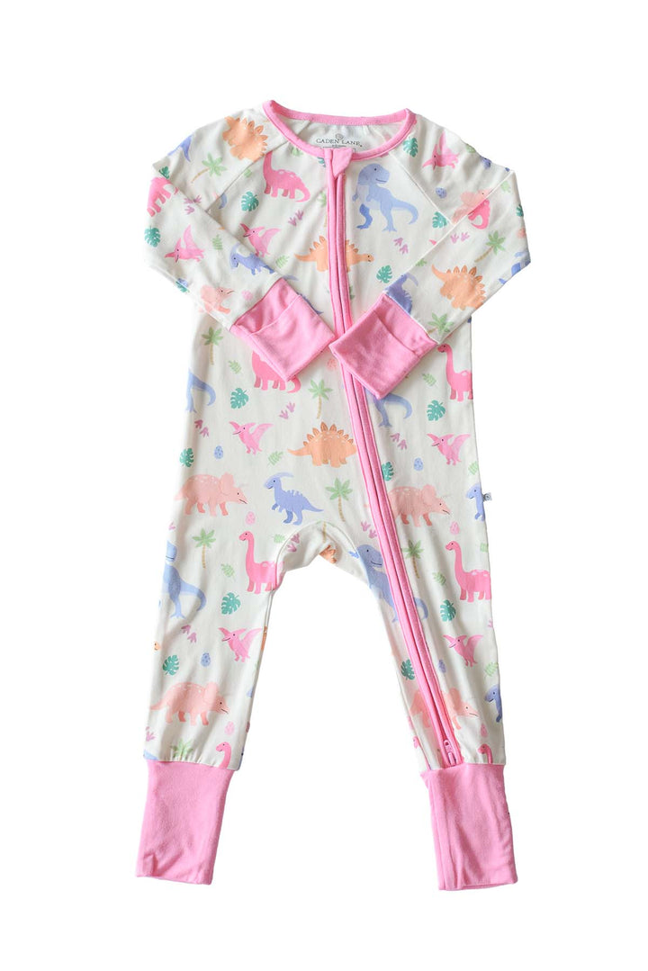 bamboo viscose convertible zip romper pajama in little fossil pink