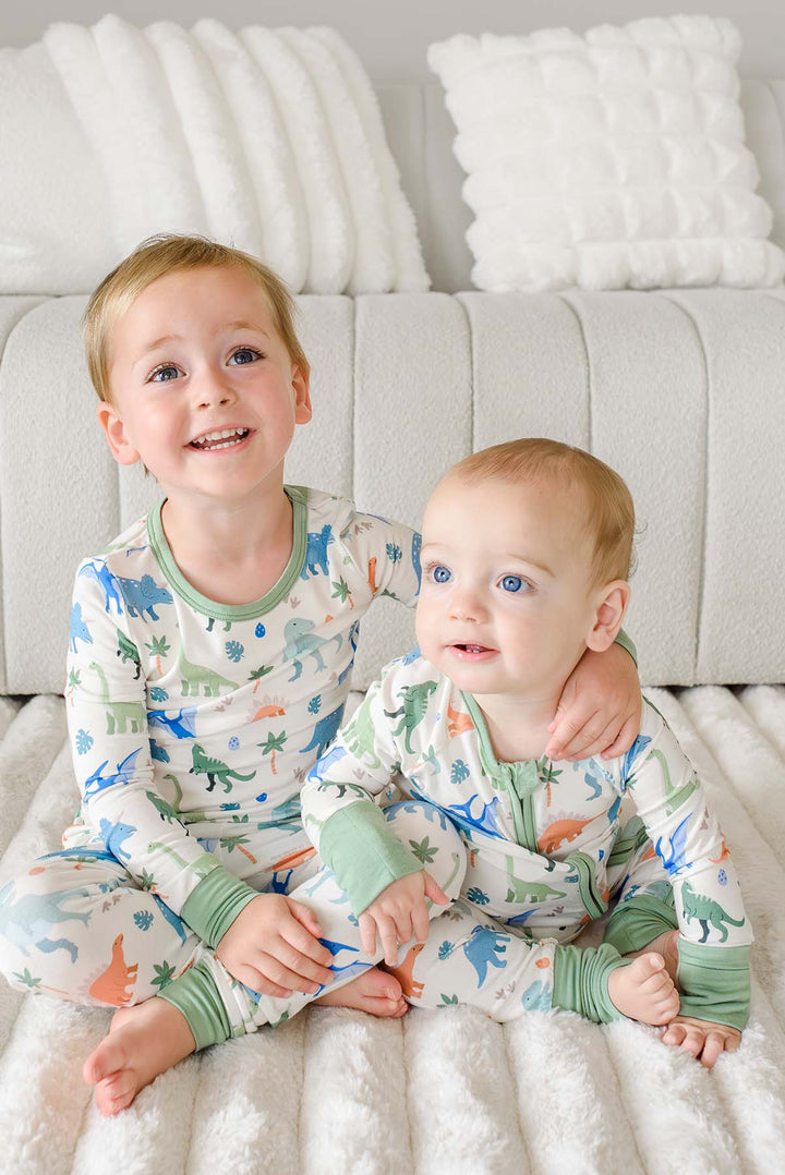 sibling matching pajamas for boys dinosaur themed