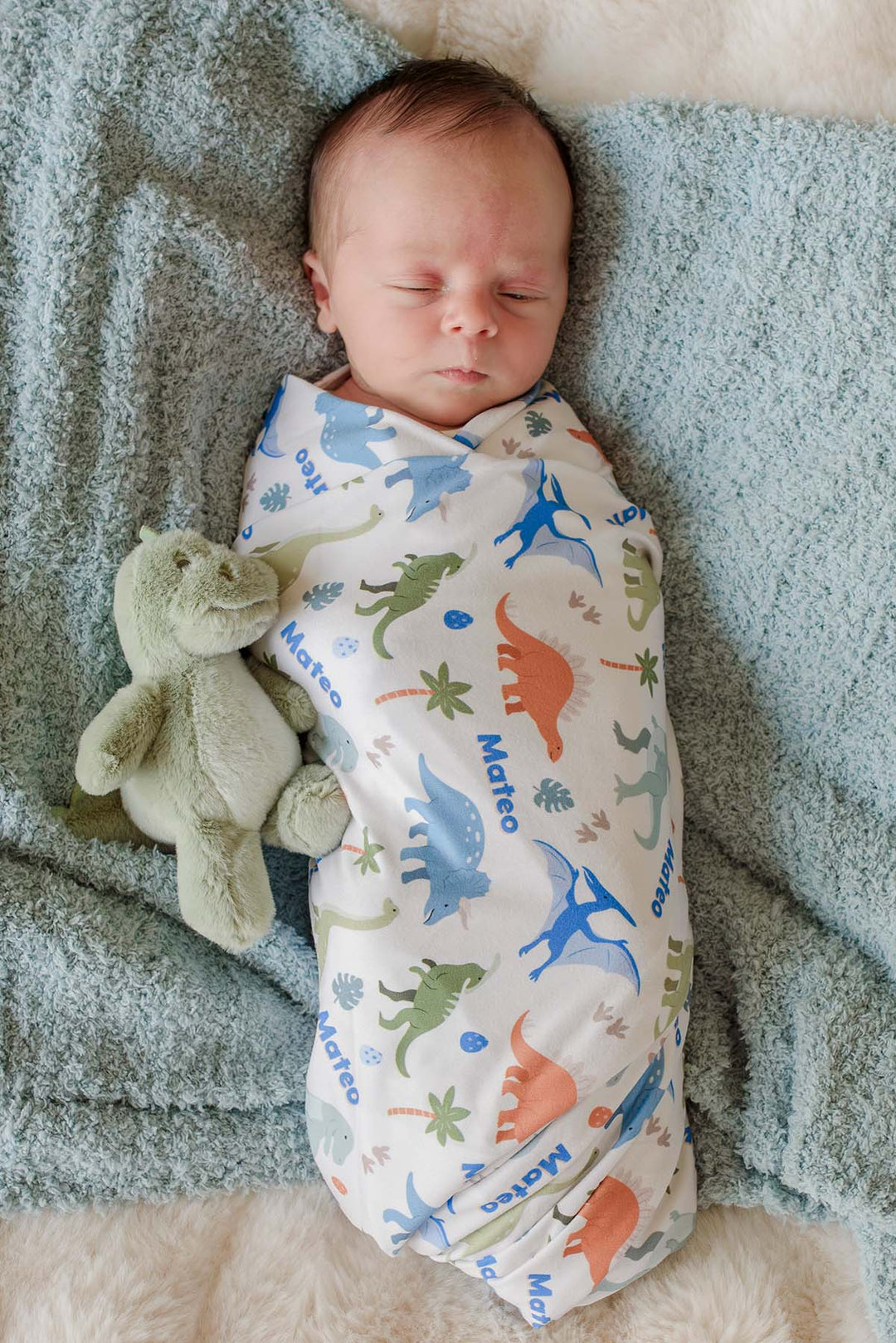 little fossil neutral personalized swaddle blanket